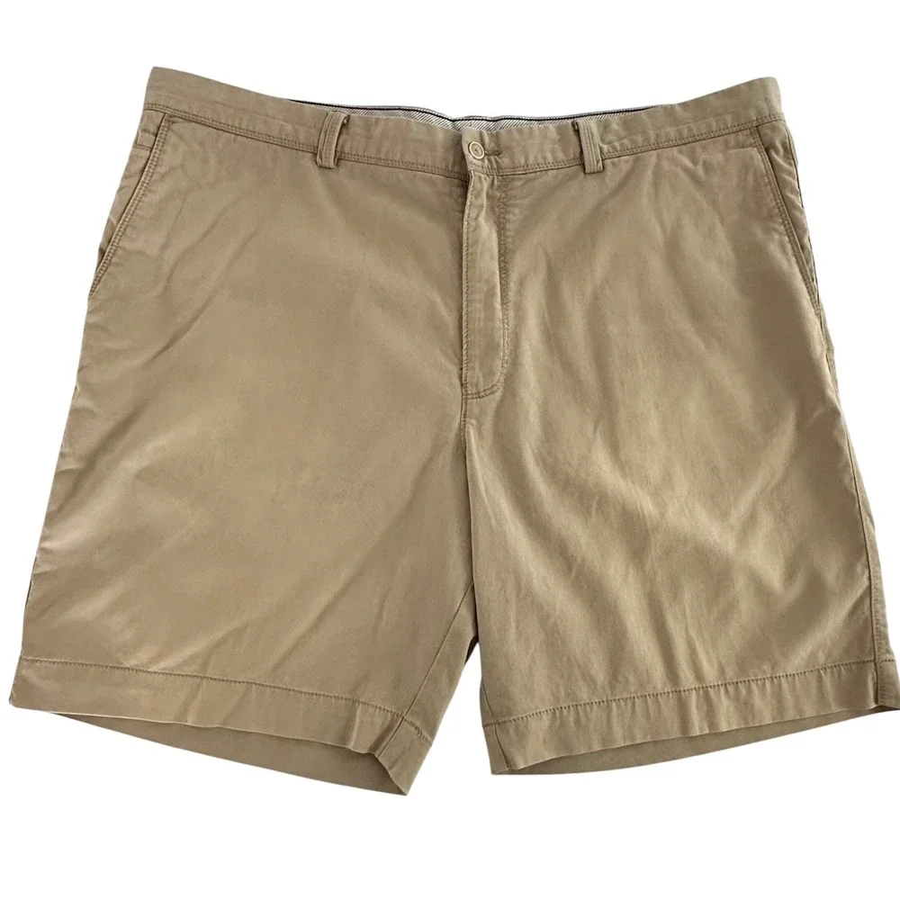 Tommy Bahama Men 42 Khaki Tan Cotton Tencel Stretch Flat Front Chino Shorts 9
